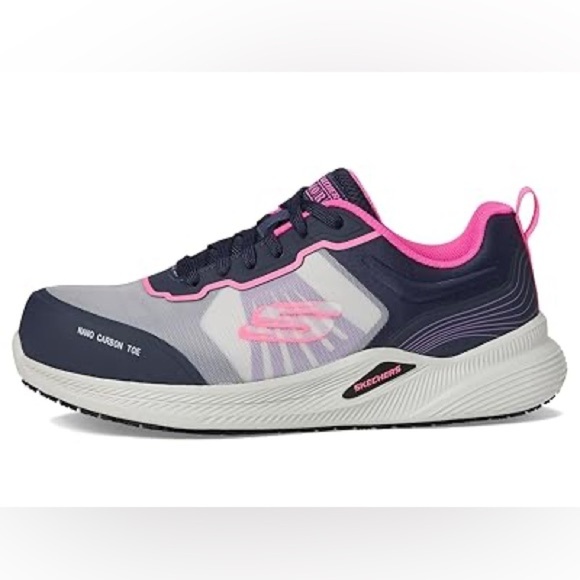 NWT Women’s SKECHERS Carbix-Niyla Carbon toe work sneakers- navy/pink. Size 8.5 - Picture 2 of 11